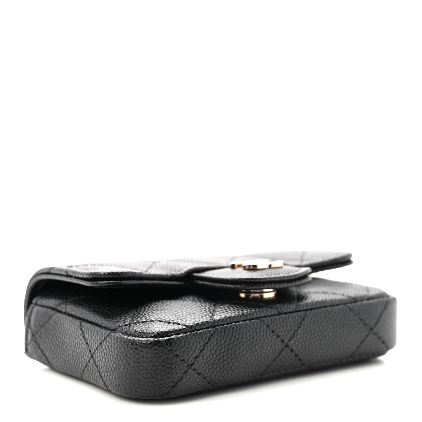 Caviar Quilted Mini Chain Belt Bag Black