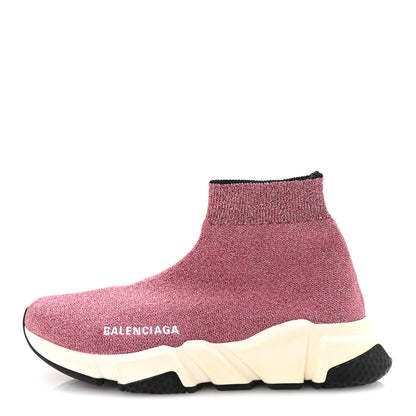 Balenciaga Laminated Knit Bi-Color Sole Womens Speed Sneakers 37 Pink White Black 1 of 10