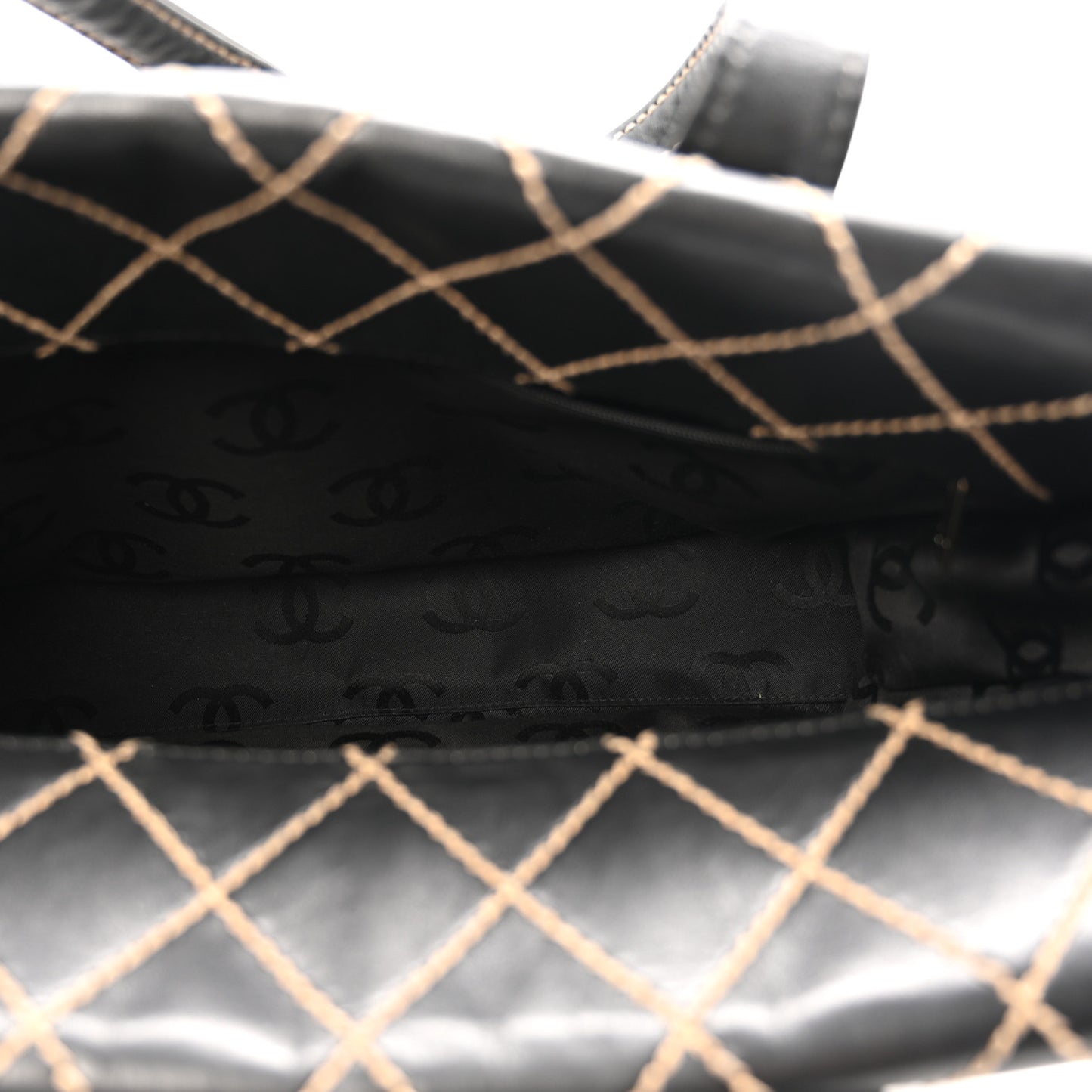Calfskin Wild Stitch Large Tote Black