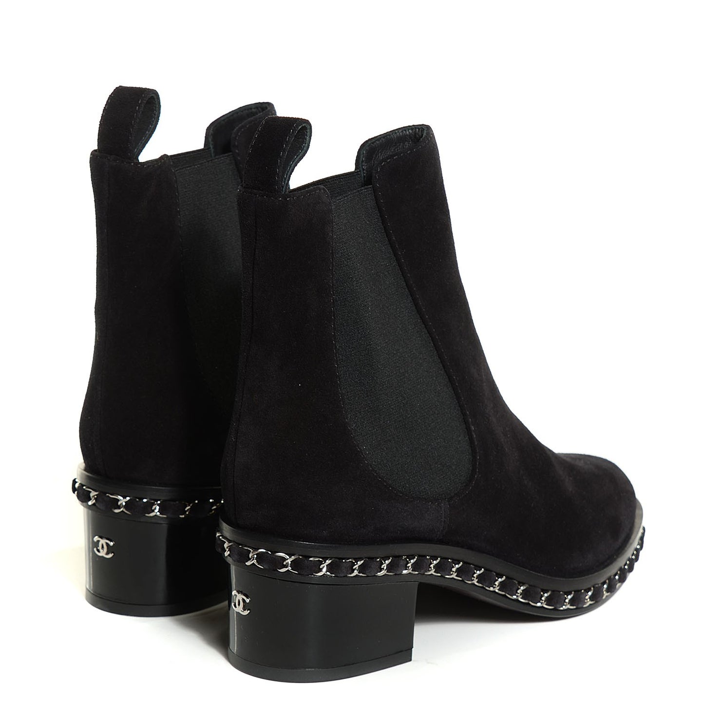 Suede Chain Around Elastic Boots 39 Marron Clair