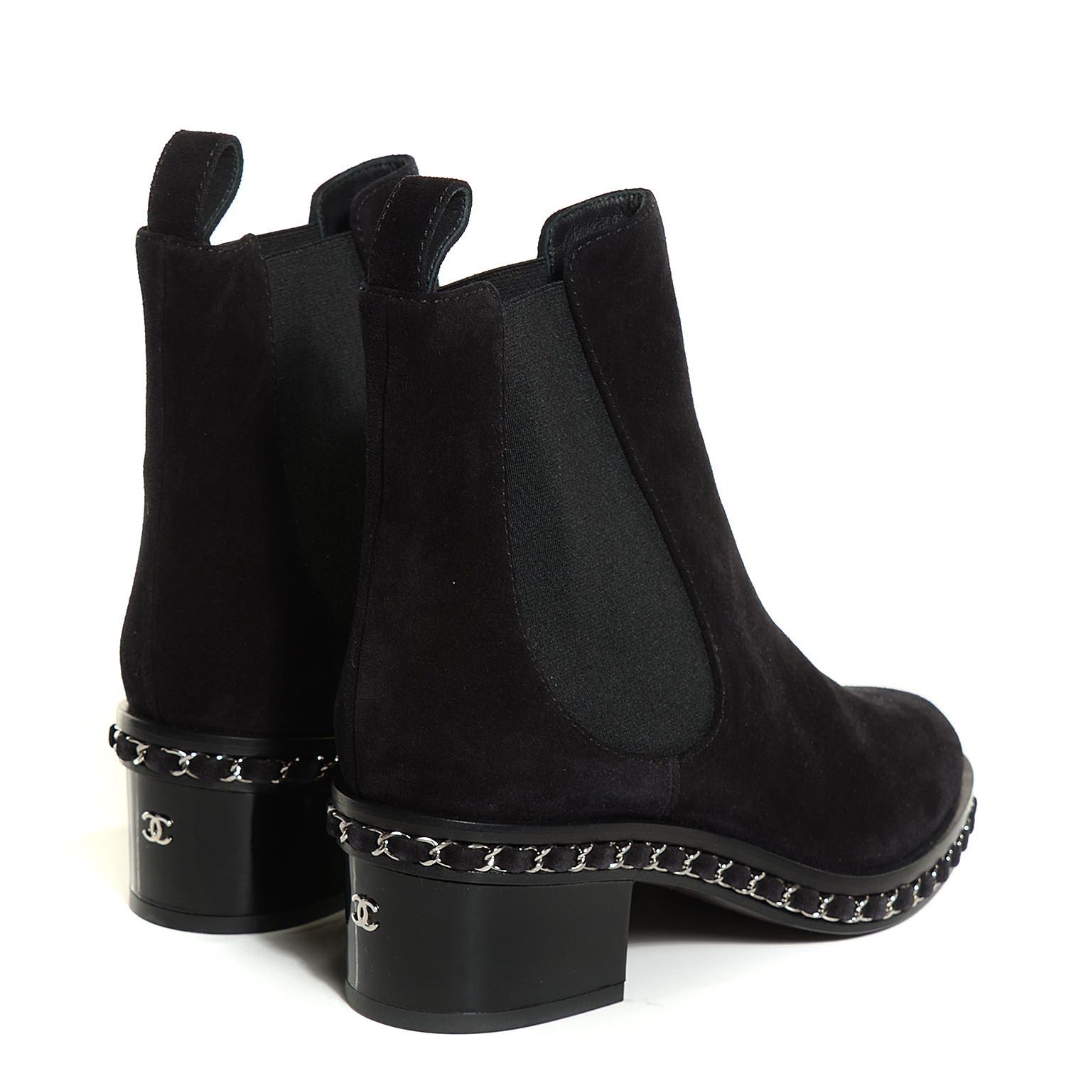 Chanel Suede Chain Around Elastic Boots 39 Marron Clair 4 of 8