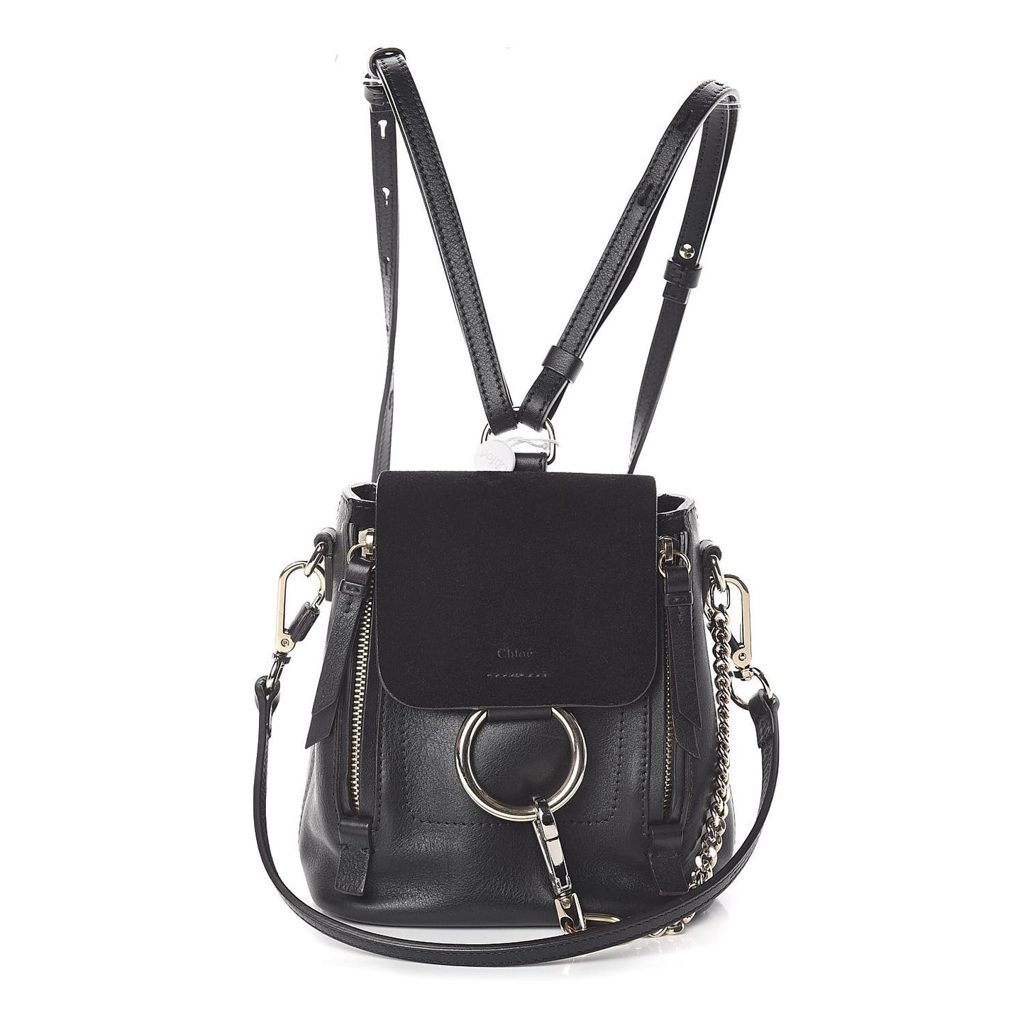 Suede Calfskin Mini Faye Backpack Black