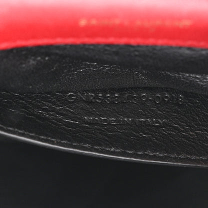 Saint Laurent Patent Matelasse Monogram Small Vicky Chain Bag Red 9 of 14