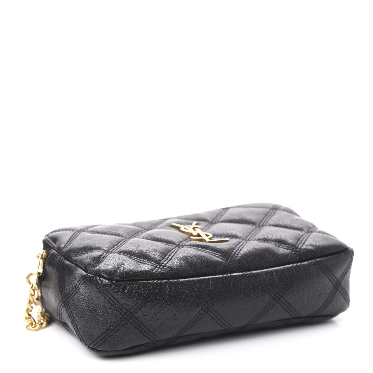 Grained Lambskin Quilted Mini Becky Double Zip Bag Black