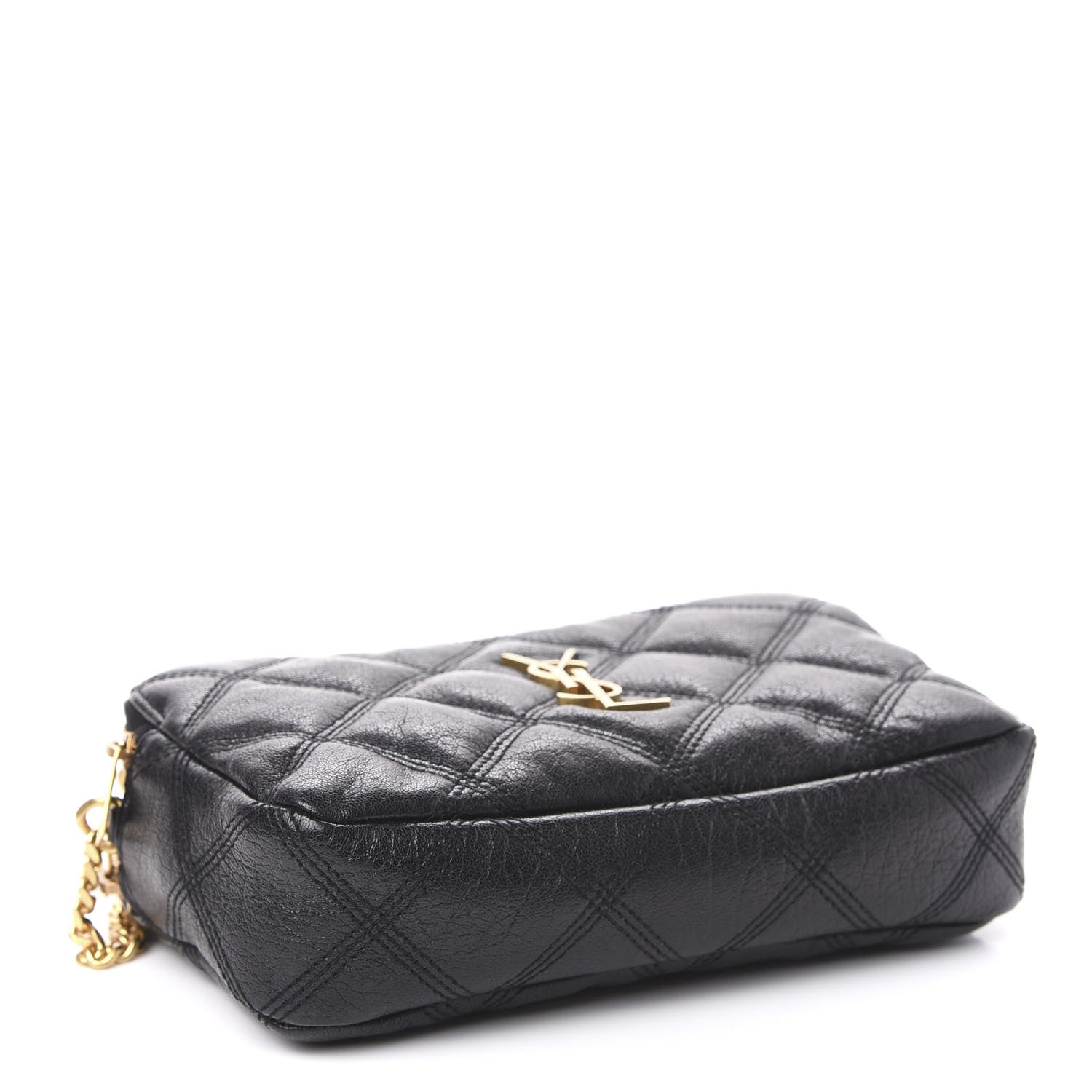 Saint Laurent Grained Lambskin Quilted Mini Becky Double Zip Bag Black 4 of 12