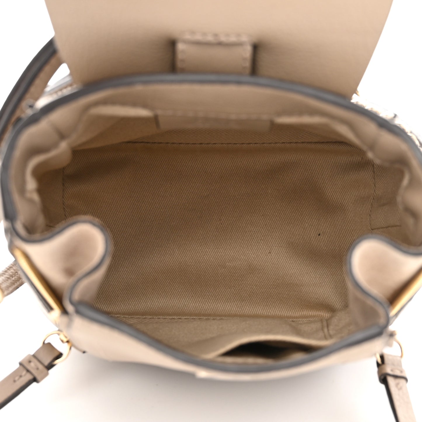 Suede Calfskin Mini Faye Backpack Motty Grey