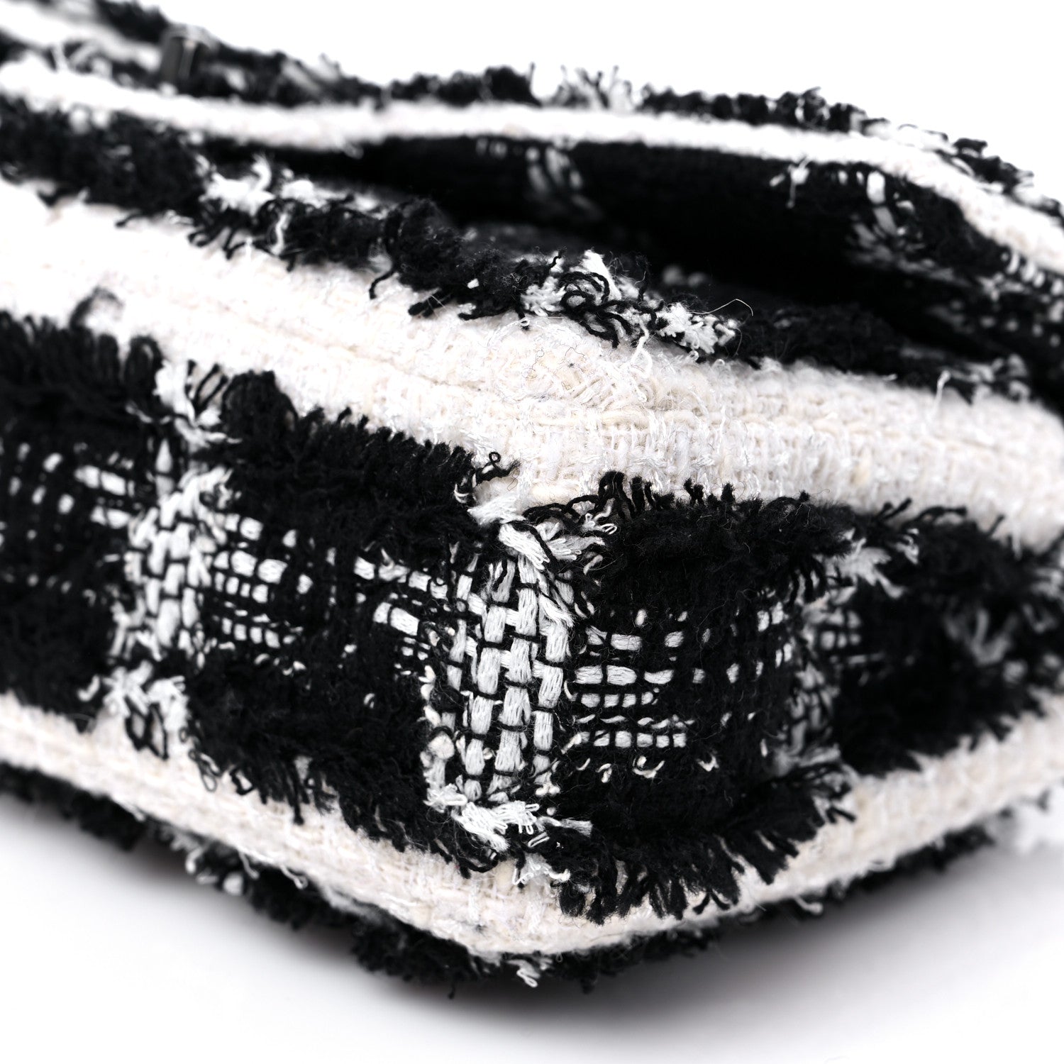 Chanel Tweed Quilted Tartan Medium Double Flap Black White 8 of 8