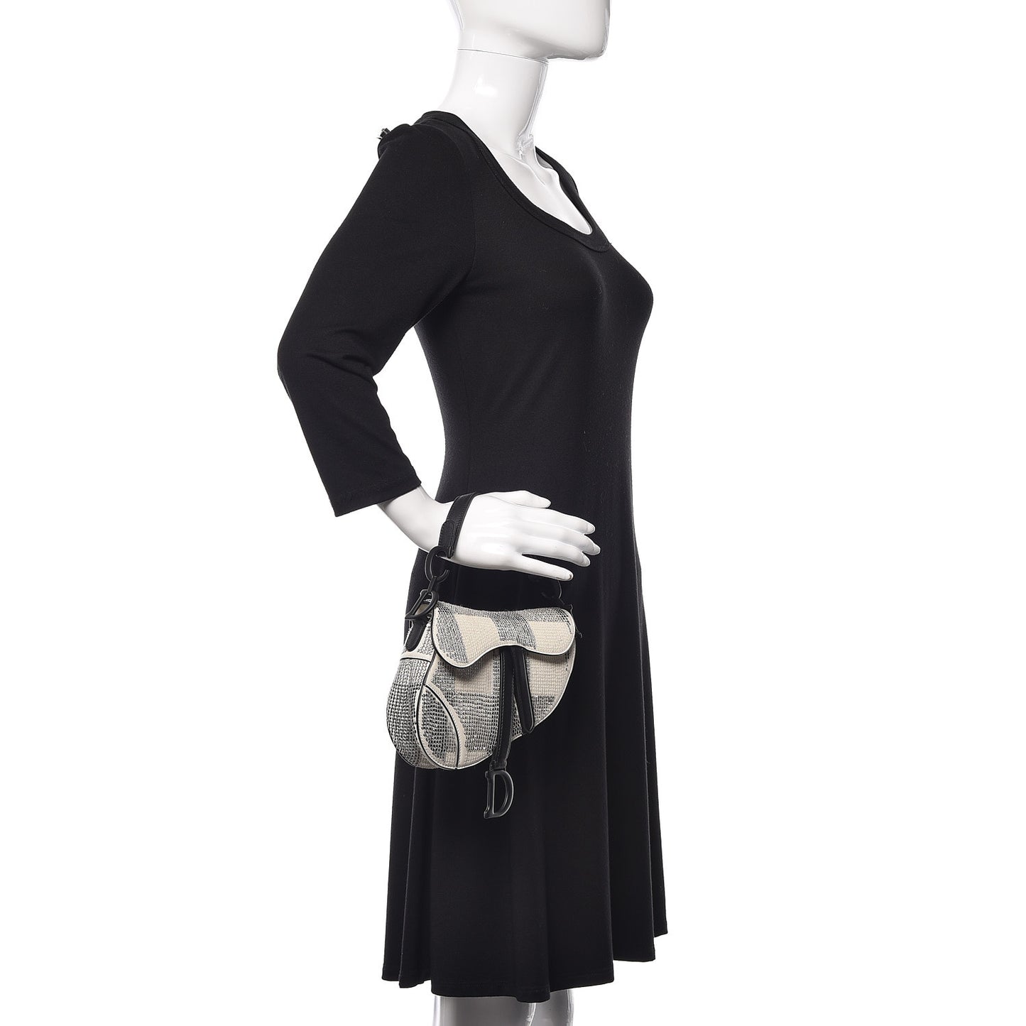 Crystal Calfskin Mini Saddle Bag Latte