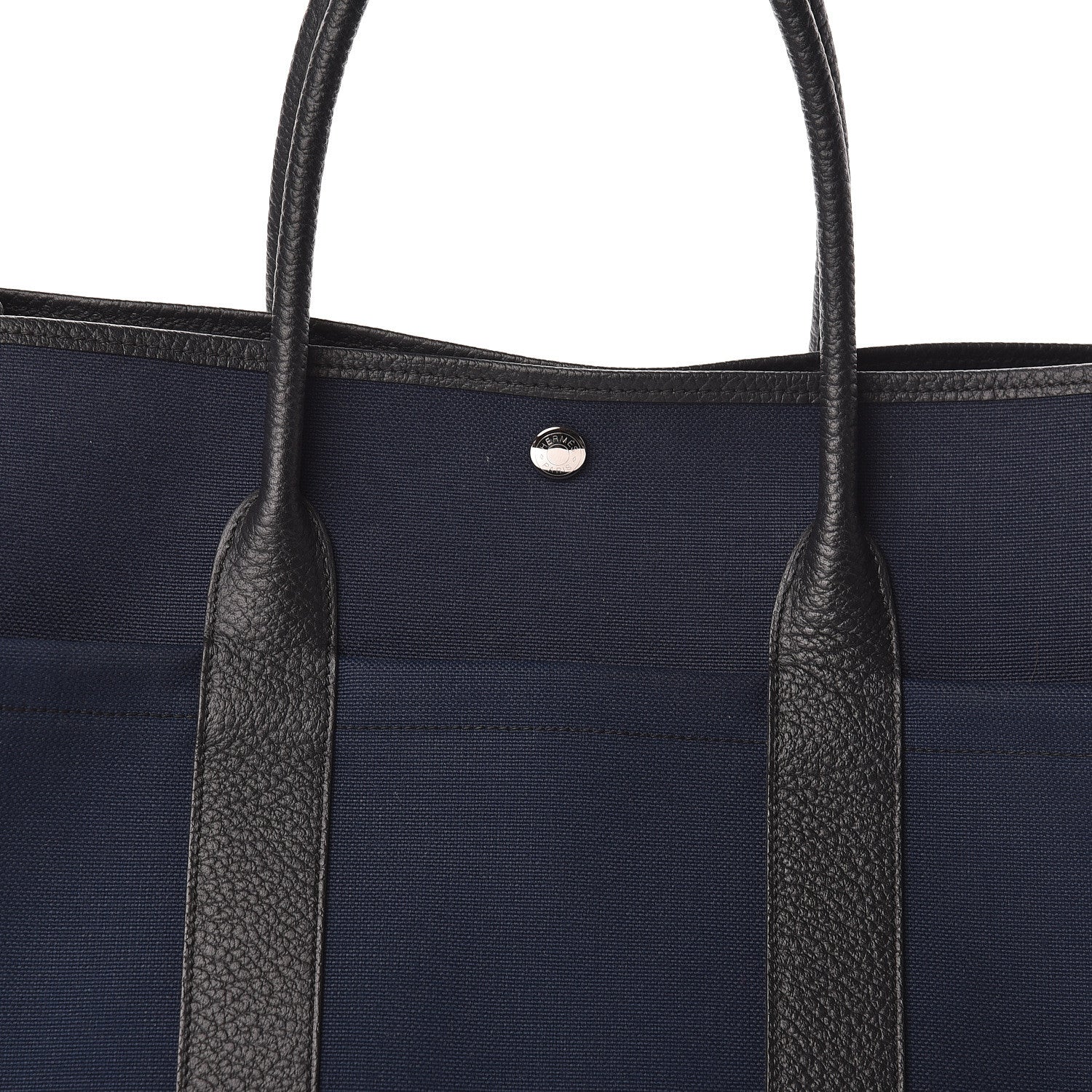 Hermes Toile Militaire Vache Country Garden Party Pockets 36 MM Tote Bleu Marine 9 of 10