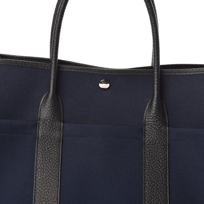 Hermes Toile Militaire Vache Country Garden Party Pockets 36 MM Tote Bleu Marine 9 of 10