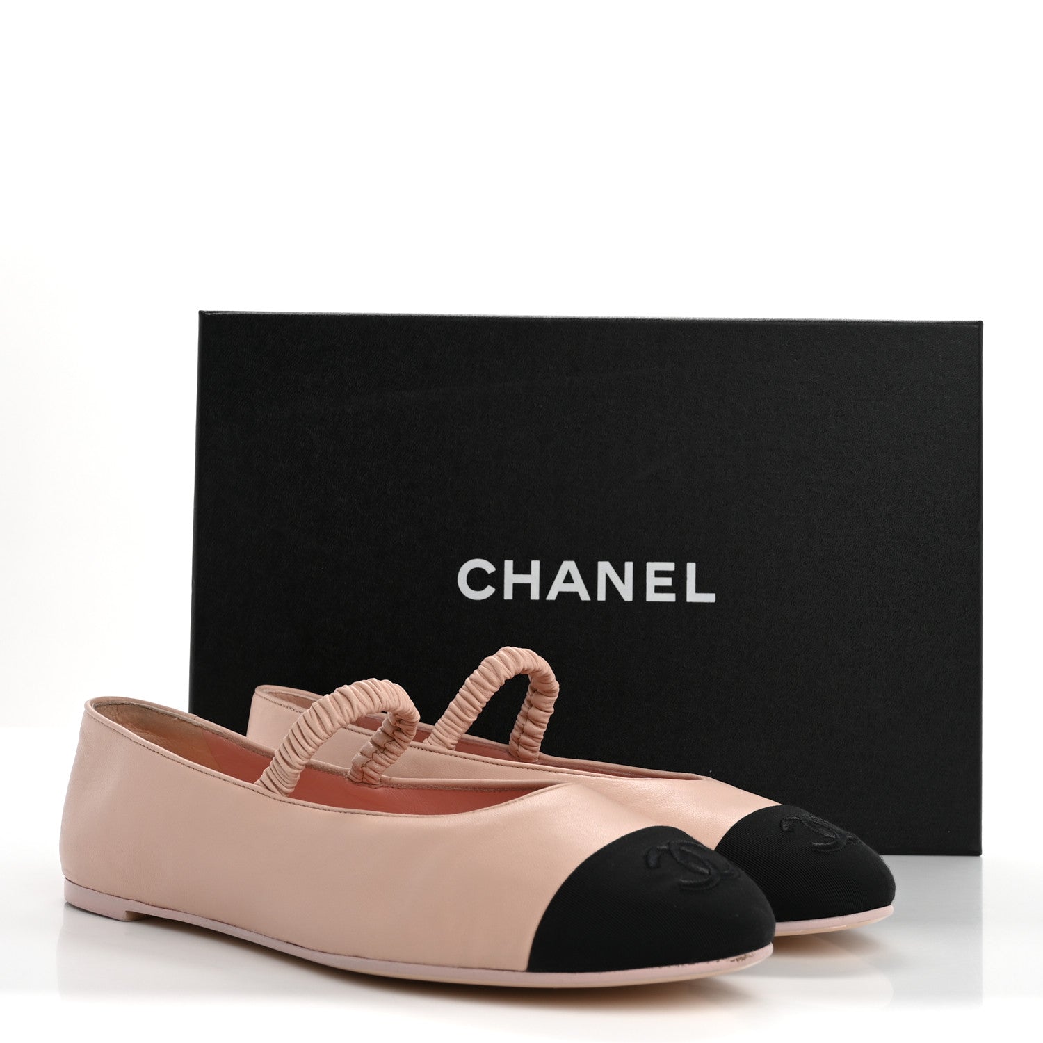 Chanel Lambskin Knit Grosgrain Cap Toe CC Ballerina Flats With Leg Warmers 39 Light Pink Black 11 of 11