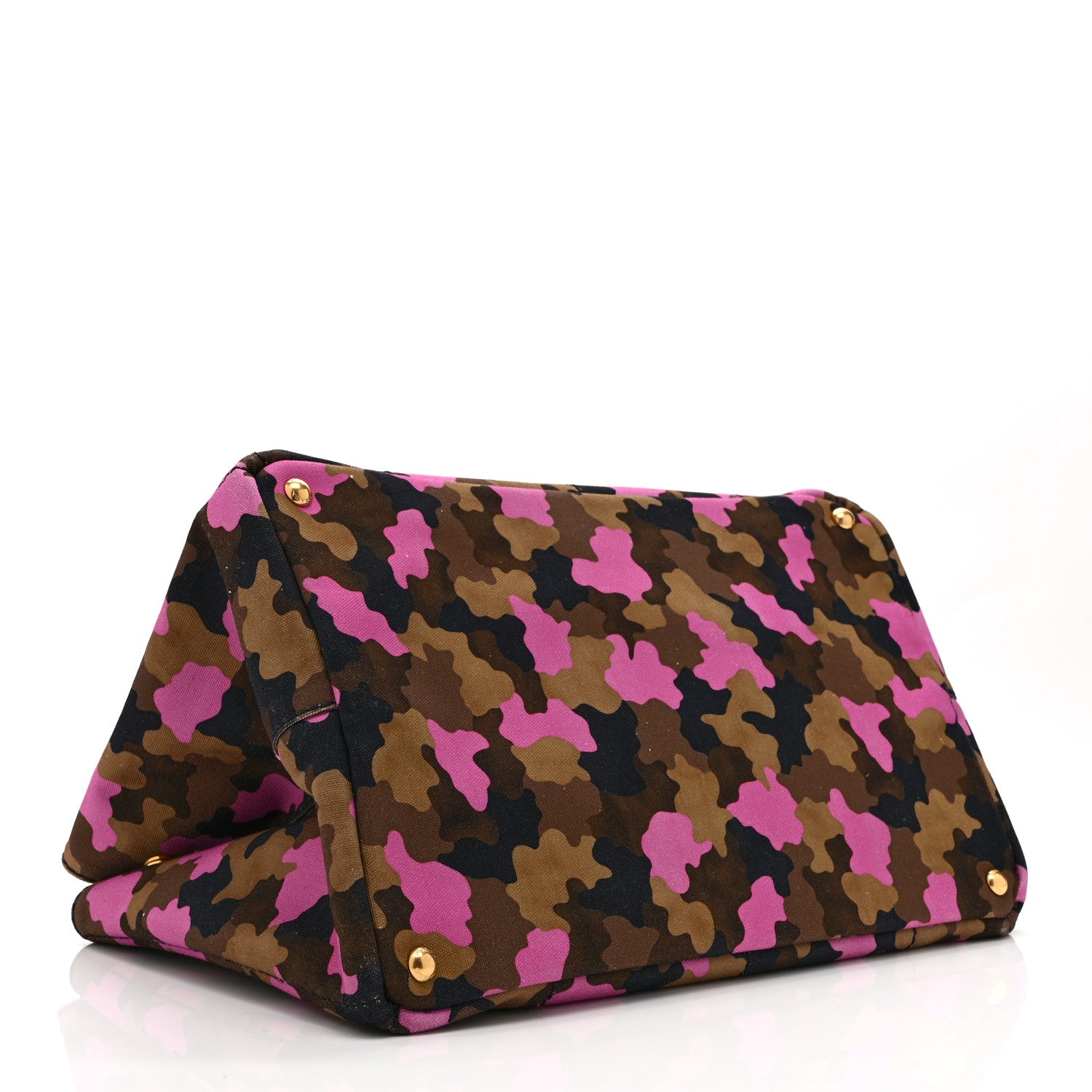 Prada Canapa Camouflage Tote  Pink Brown 4 of 11