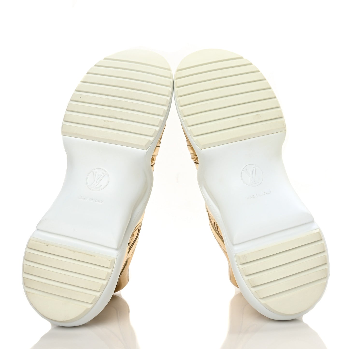 Metallic Calfskin Technical Nylon LV Archlight Sneakers 39 Gold White