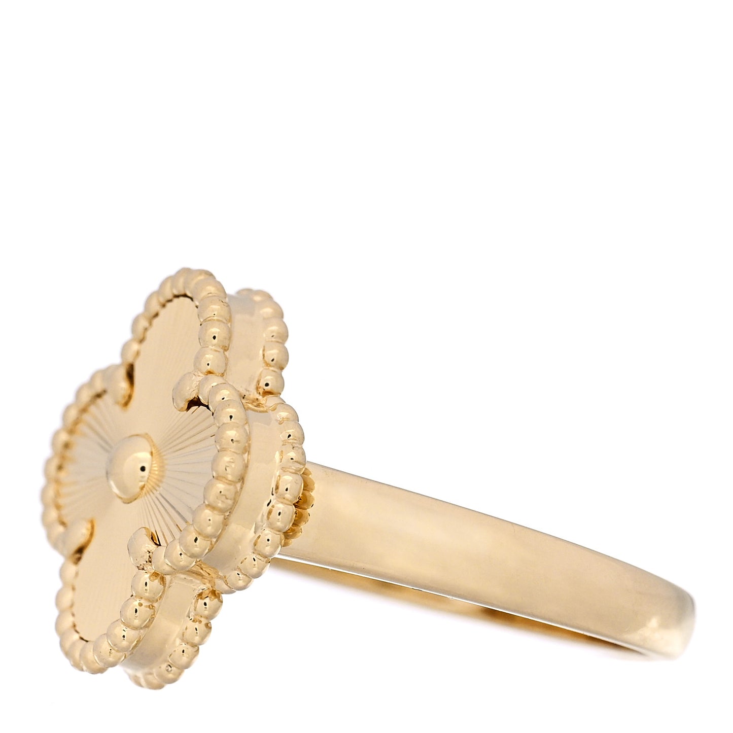 18K Yellow Gold Guilloche Vintage Alhambra Ring 51 5.75