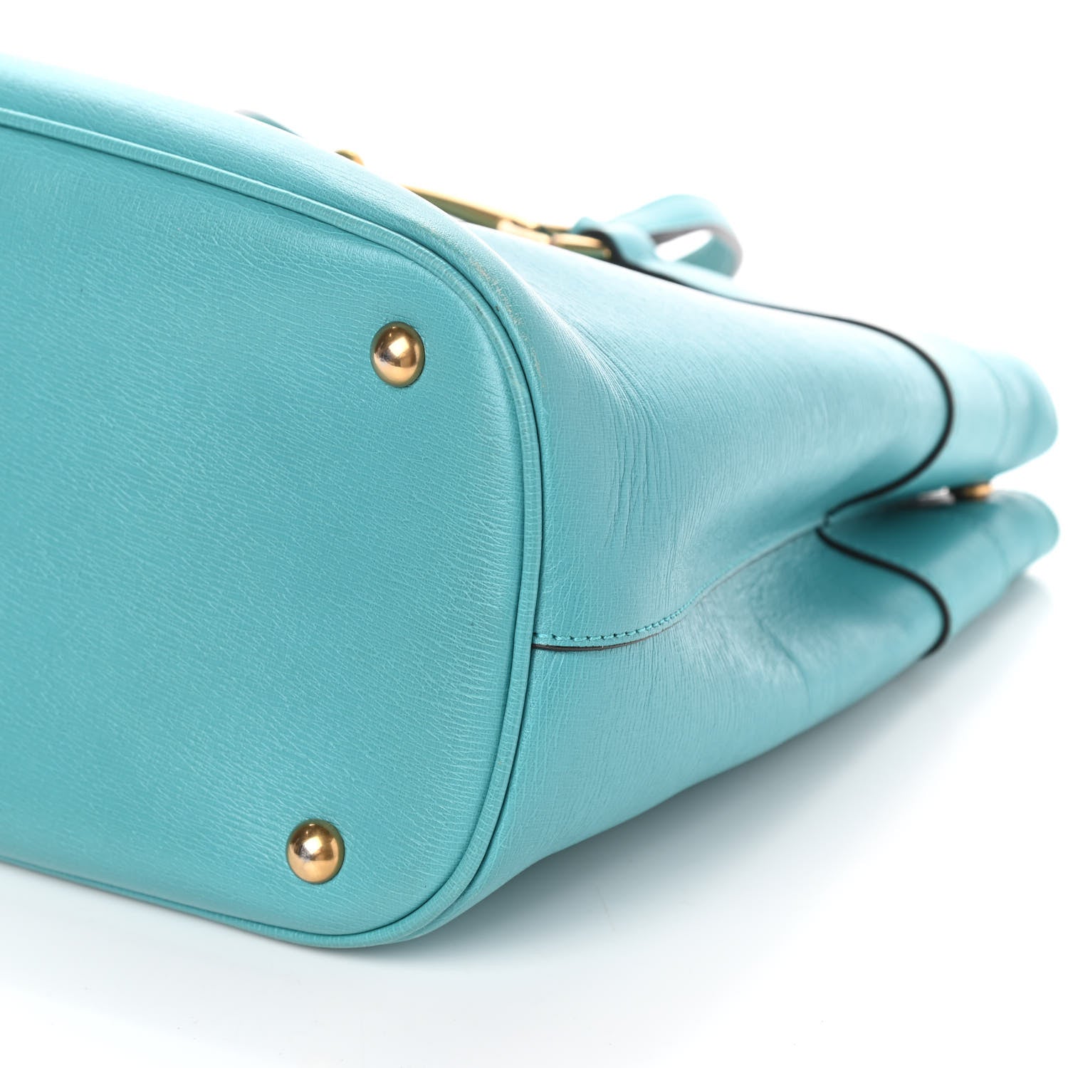 Gucci Textured Calfskin Medium Bright Bit Tote Blue 10 of 10