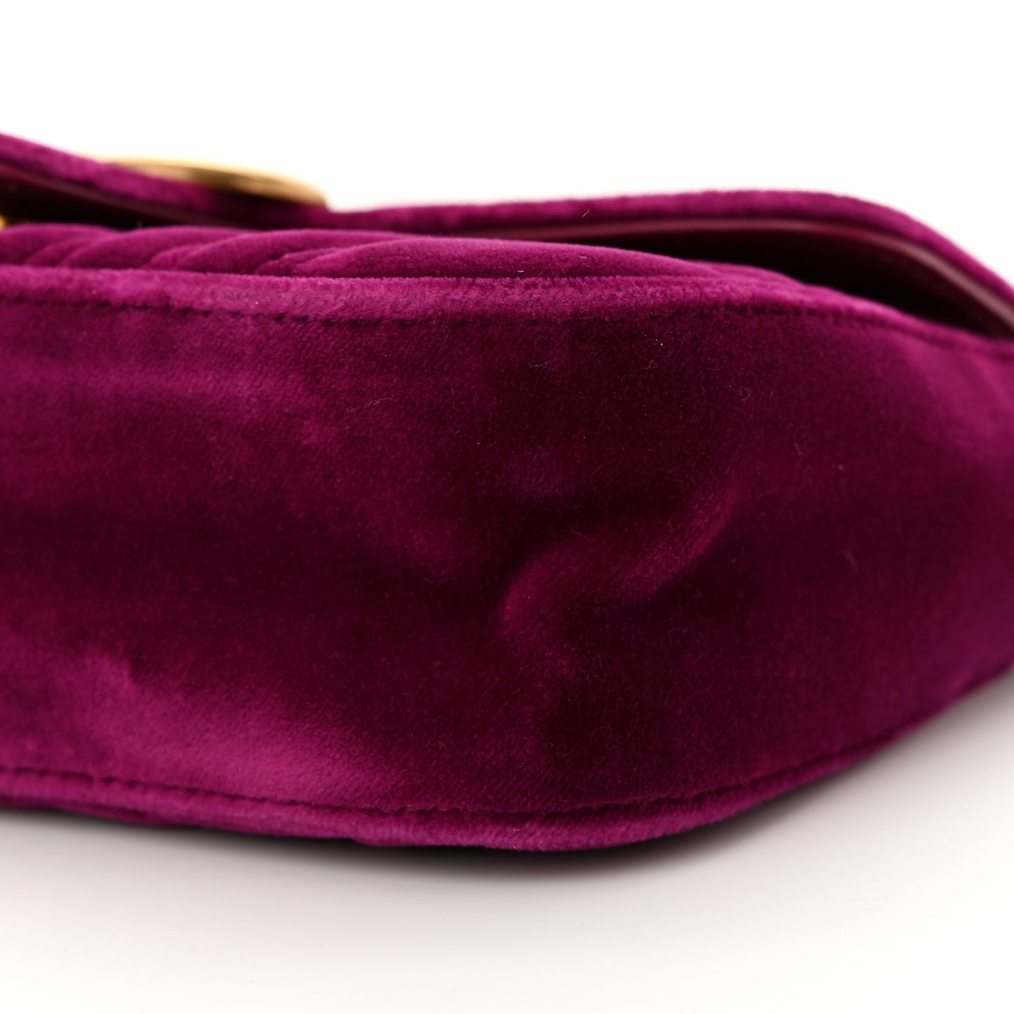 Velvet Matelasse Mini GG Marmont Shoulder Bag Fuchsia Violet Cyclamen