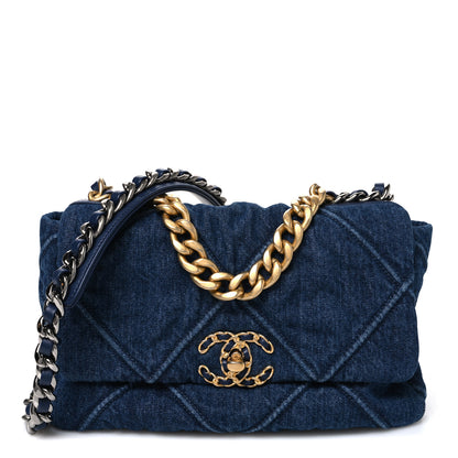 Chanel Denim Quilted Medium Chanel 19 Flap Blue 1 of 10
