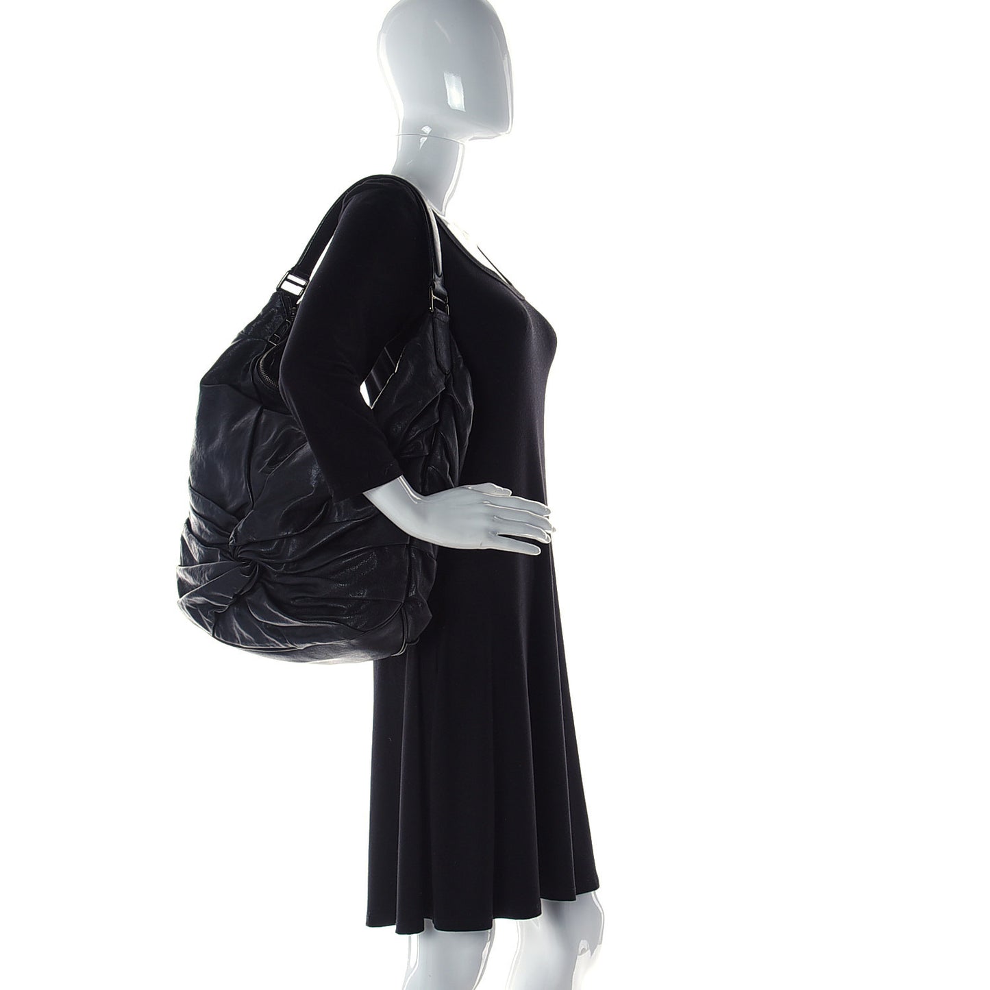 Lambskin Maggie Soft Knot Hobo Black