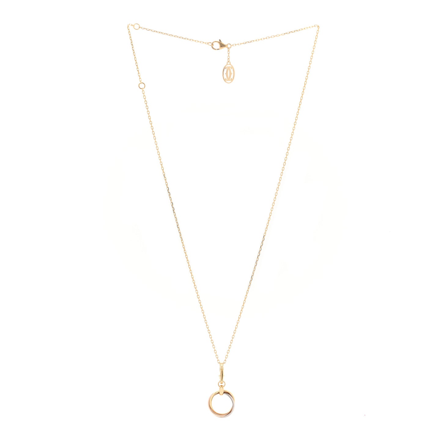 18K Pink Yellow White Gold Trinity Charm Necklace