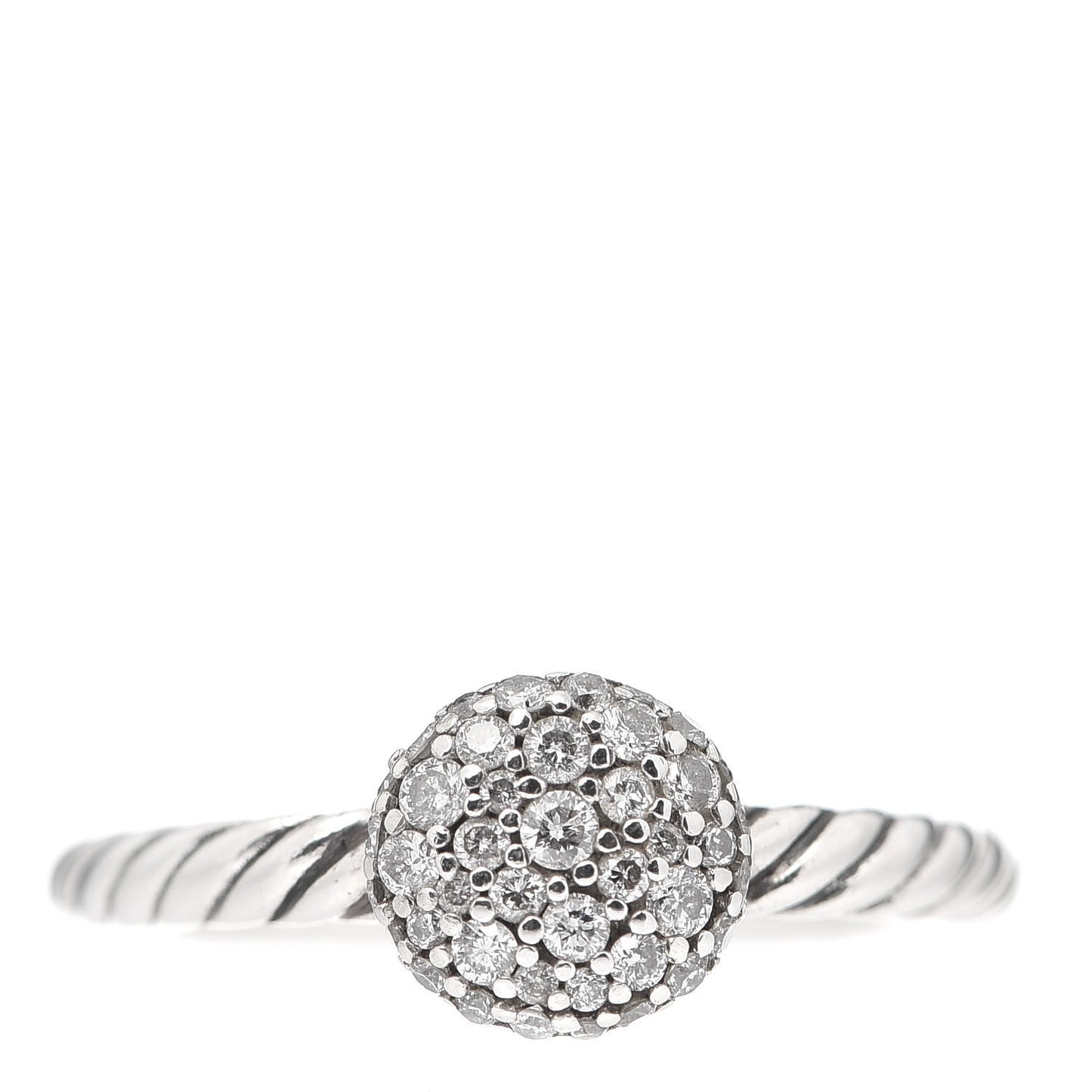 Sterling Silver Diamond Petite Pave Ring 51 5.75