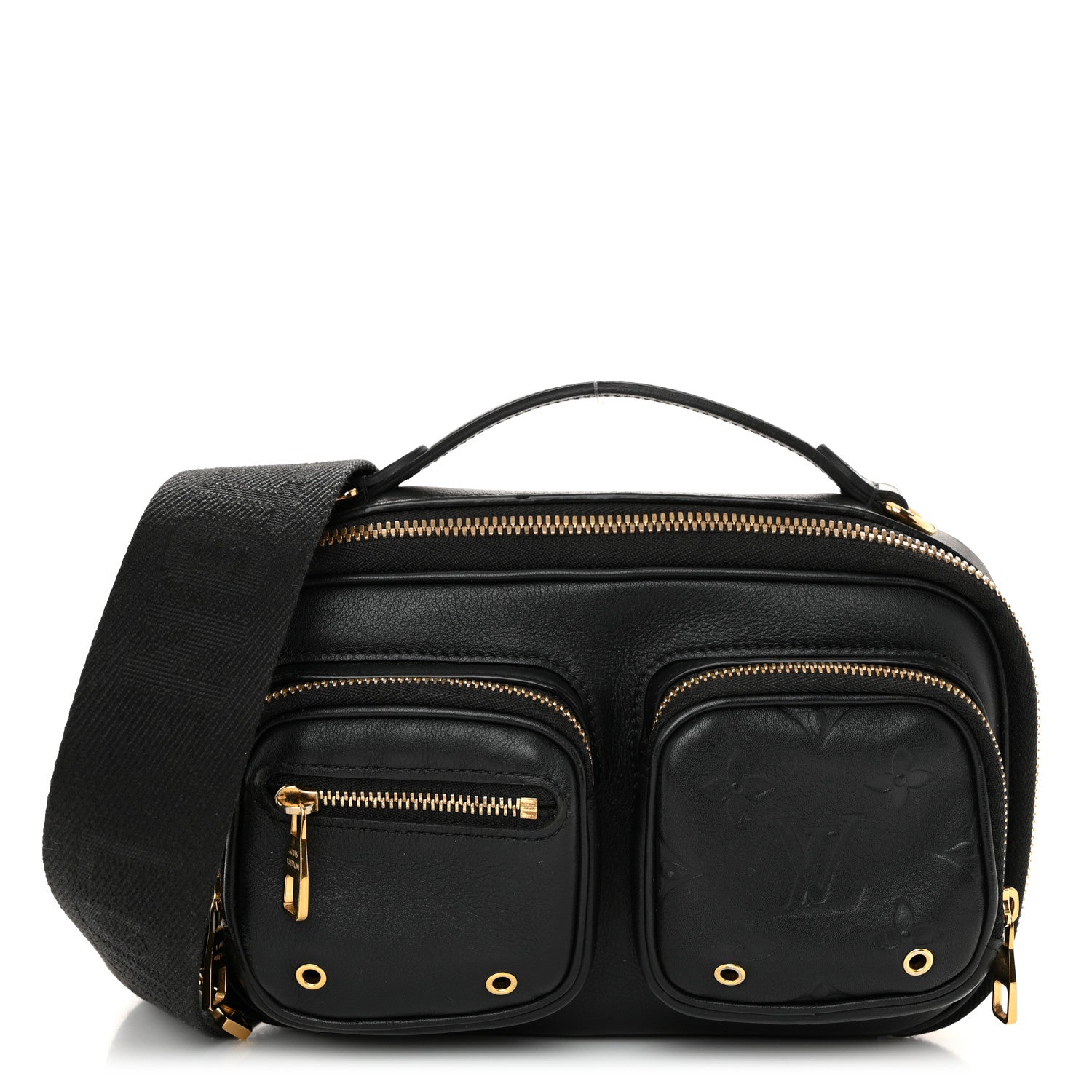 Louis Vuitton Calfskin Monogram Embossed Utility Crossbody Black 1 of 10