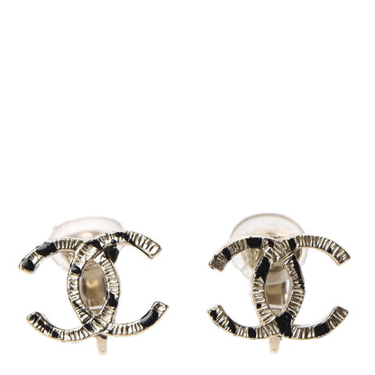 Chanel CC Clip On Earrings Gold Black 1 of 3