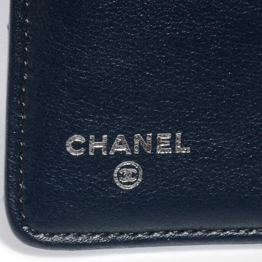Chanel Patent Quilted Compact Zip Wallet Blue 8 of 9