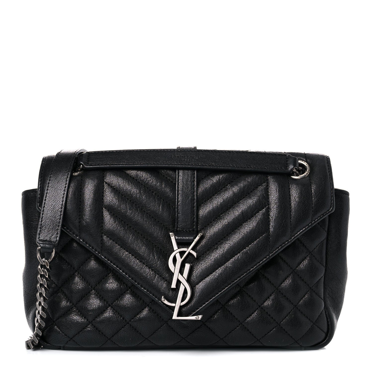 Saint Laurent Sheepskin Tri-Quilt Monogram Medium College Bag Black 1 of 16