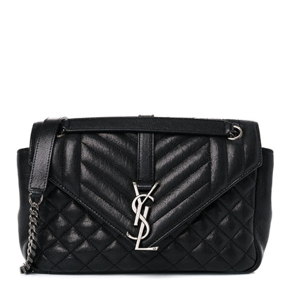 Saint Laurent Sheepskin Tri-Quilt Monogram Medium College Bag Black 1 of 16
