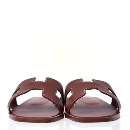 Hermes Box Calfskin Oran Sandals 38 Gold 2 of 9
