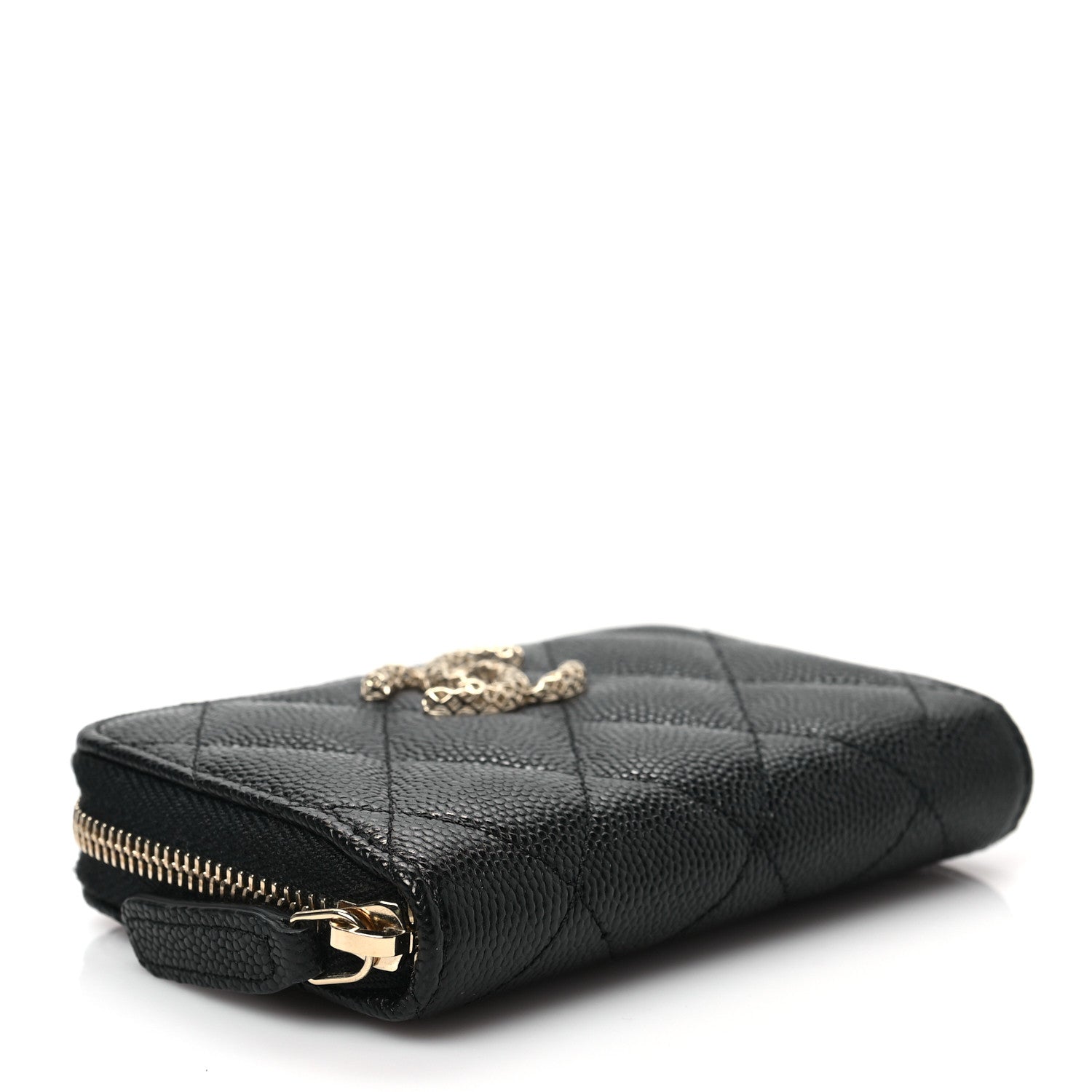 Chanel Caviar Quilted Perforated CC Zip Coin Purse Black 4 of 8