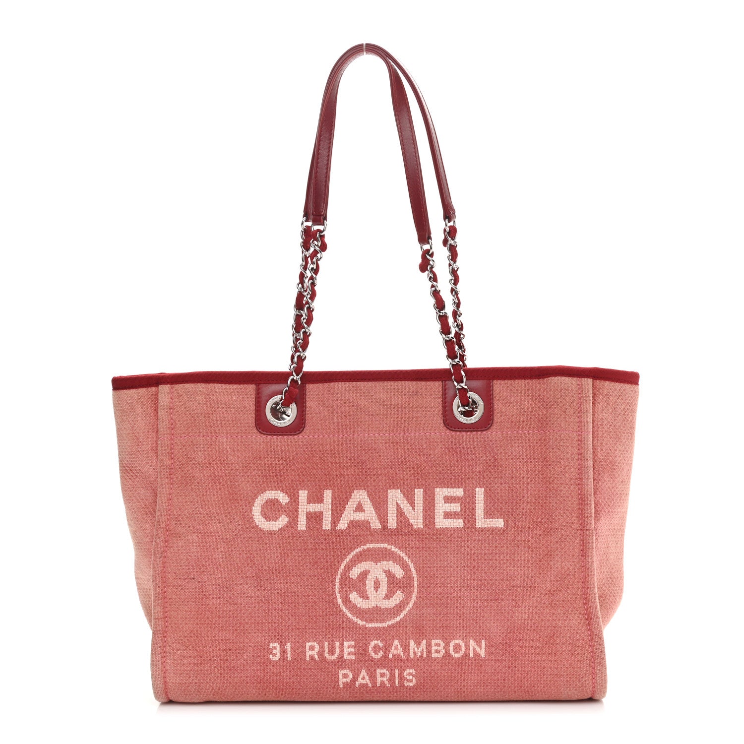 Chanel Canvas Small Deauville Tote Red 1 of 11