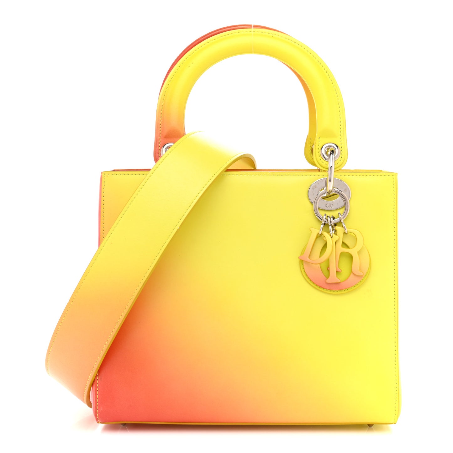 Box Calfskin Gradient Medium Lady Dior Yellow Orange