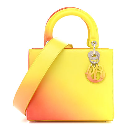 Christian Dior Box Calfskin Gradient Medium Lady Dior Yellow Orange 1 of 17