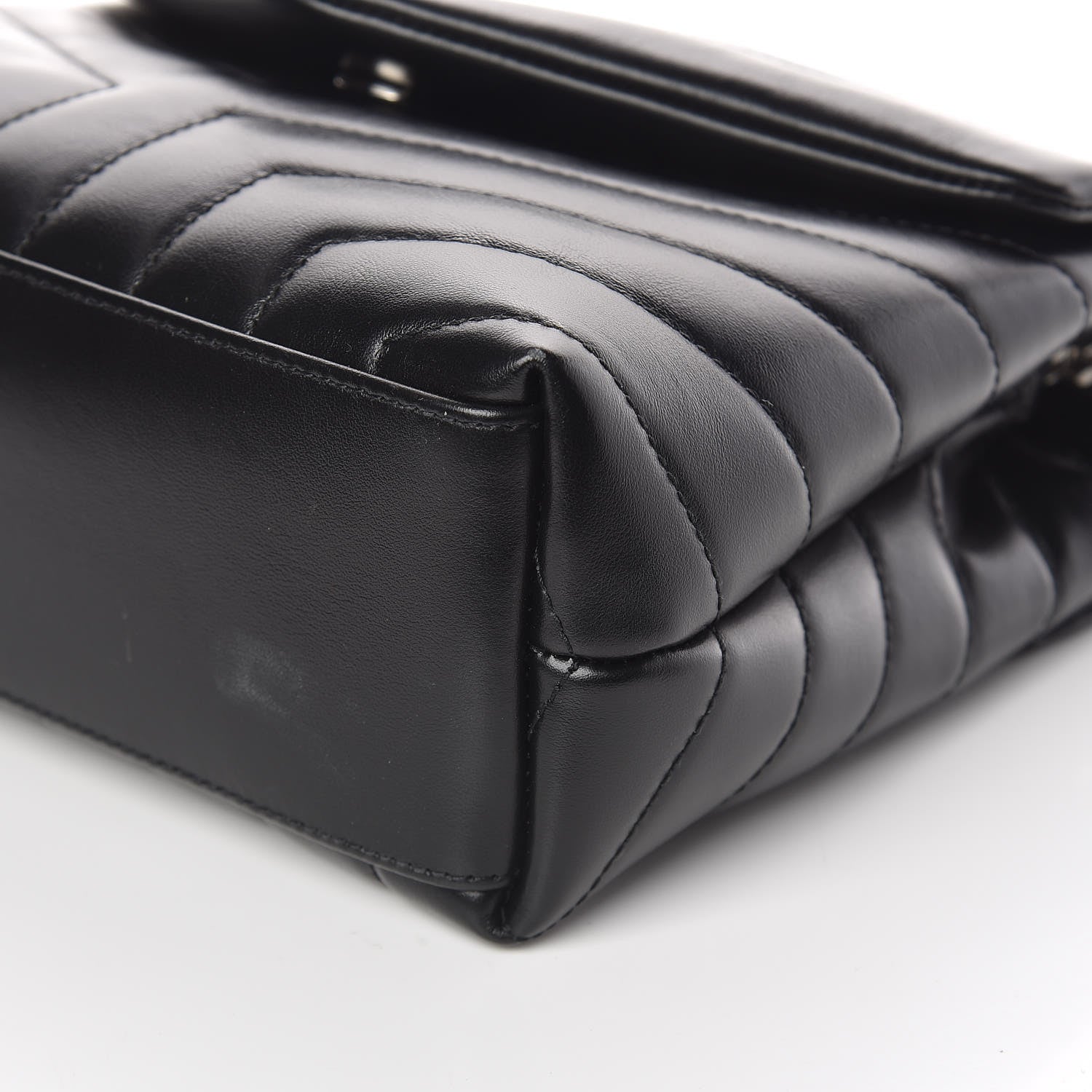 Saint Laurent Calfskin Y Quilted Monogram Small Loulou Chain Satchel Black 9 of 10