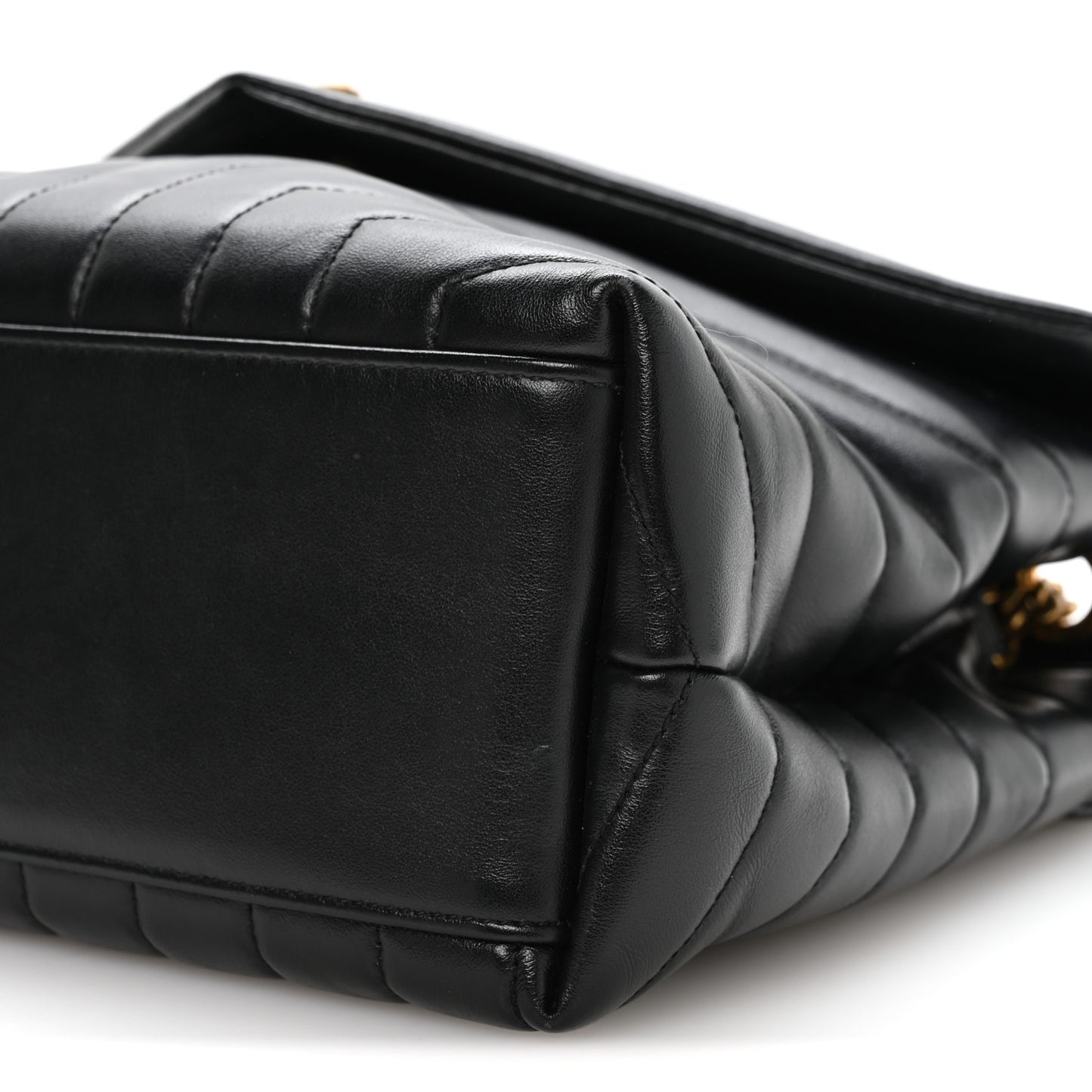 Calfskin Y Quilted Monogram Medium Loulou Chain Satchel Black