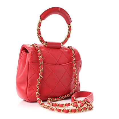 Chanel Lambskin Quilted Small Circular Handle Bag Brilliant Rouge 3 of 10