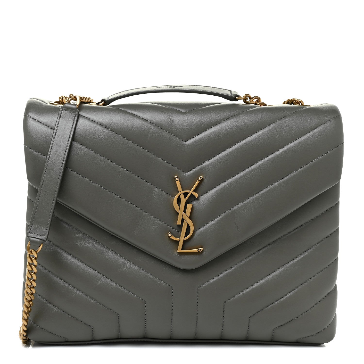 Saint Laurent Calfskin Y Quilted Monogram Medium Loulou Chain Satchel Faggio 1 of 16