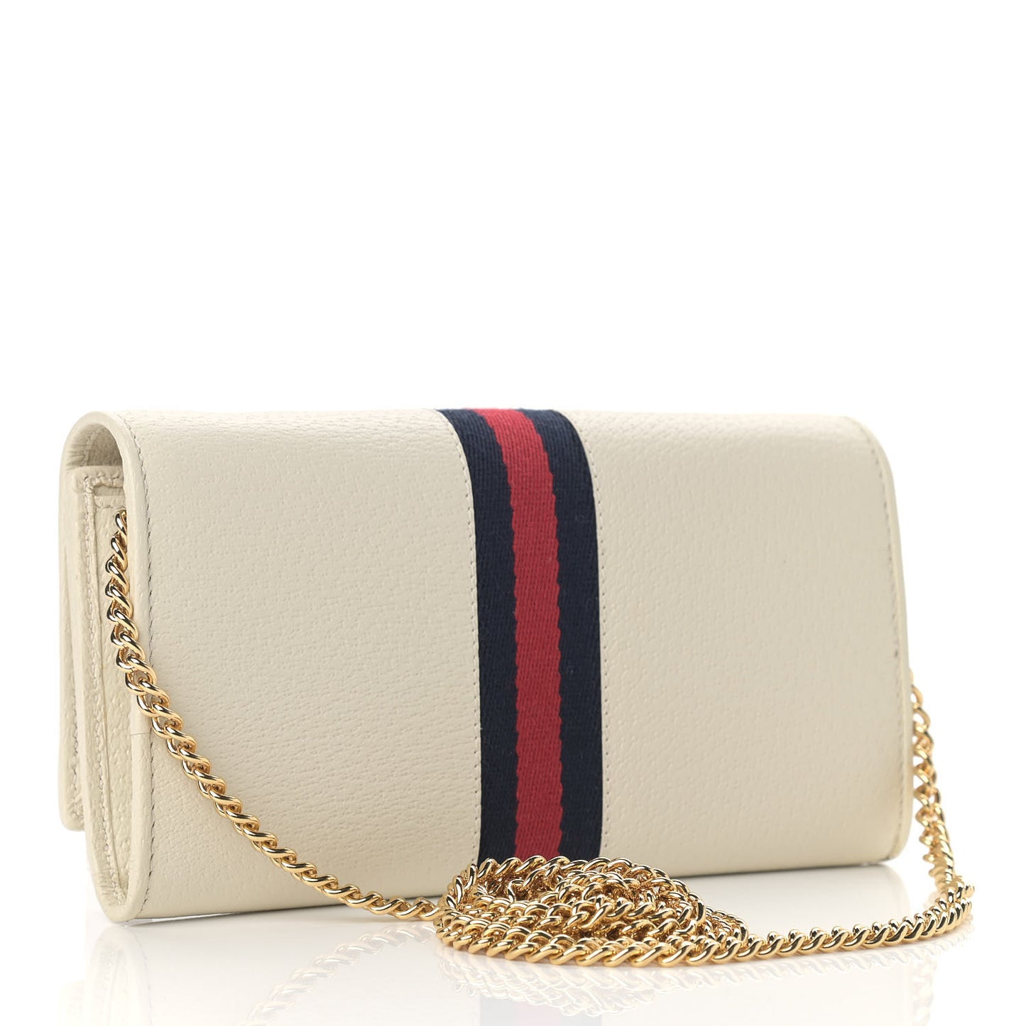 Textured Calfskin Web Ophidia Wallet On Chain Mystic White