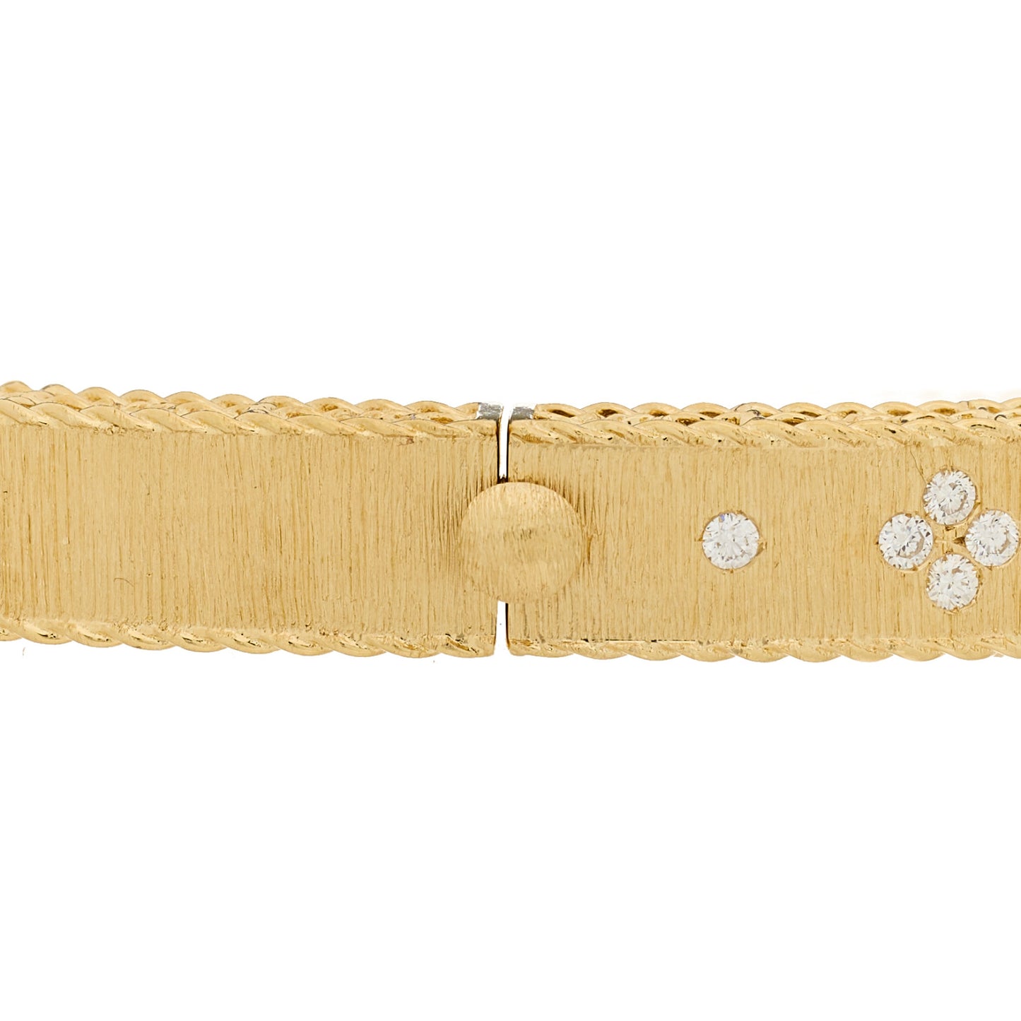 18K Yellow Gold Diamond Princess Satin Fleur De Lis Bangle Bracelet