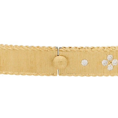 Roberto Coin 18K Yellow Gold Diamond Princess Satin Fleur De Lis Bangle Bracelet 3 of 5