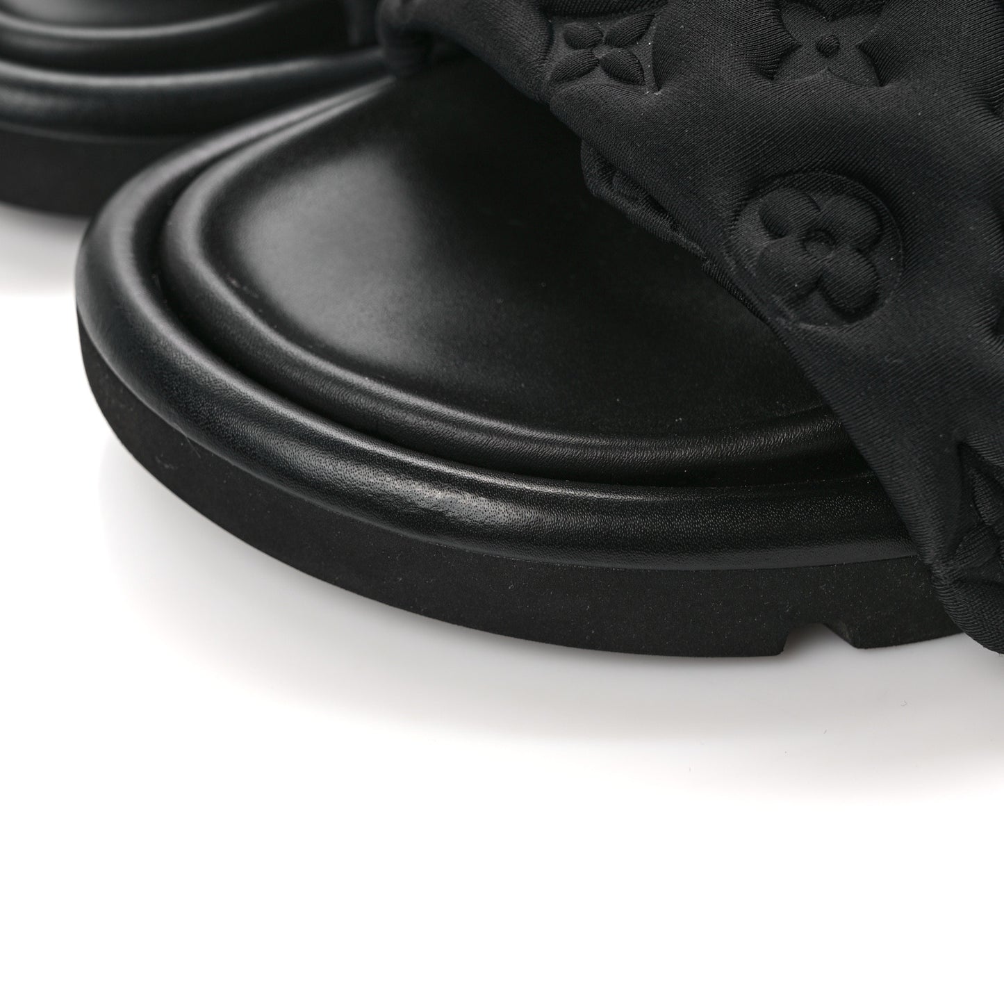Technical Fabric Embossed Monogram Pool Pillow Comfort Mules 39 Black