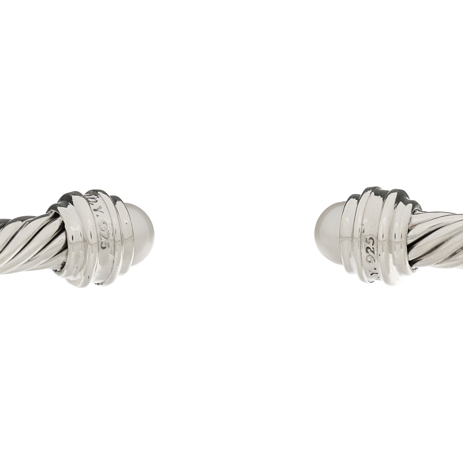 David Yurman Sterling Silver Diamond Pearl 5mm Cable Classics Princess Bracelet 3 of 3