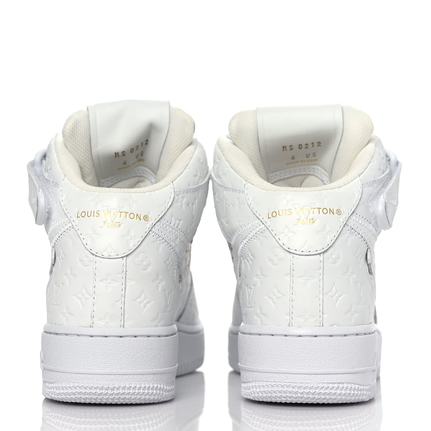 X NIKE AIR FORCE 1 Calfskin Monogram Mens Mid Sneakers 6 White
