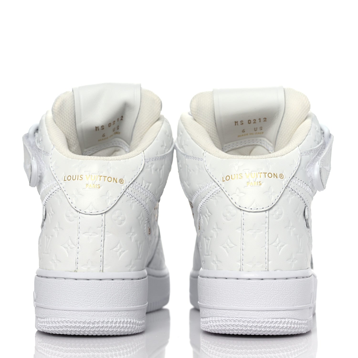 Louis Vuitton X NIKE AIR FORCE 1 Calfskin Monogram Mens Mid Sneakers 6 White 5 of 9
