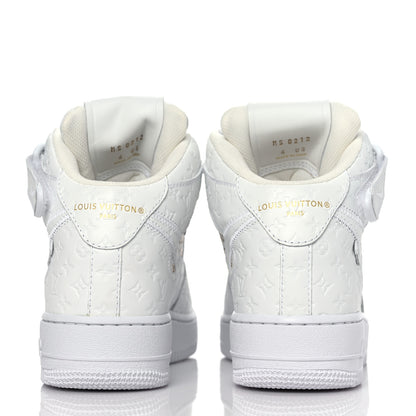 Louis Vuitton X NIKE AIR FORCE 1 Calfskin Monogram Mens Mid Sneakers 6 White 5 of 9