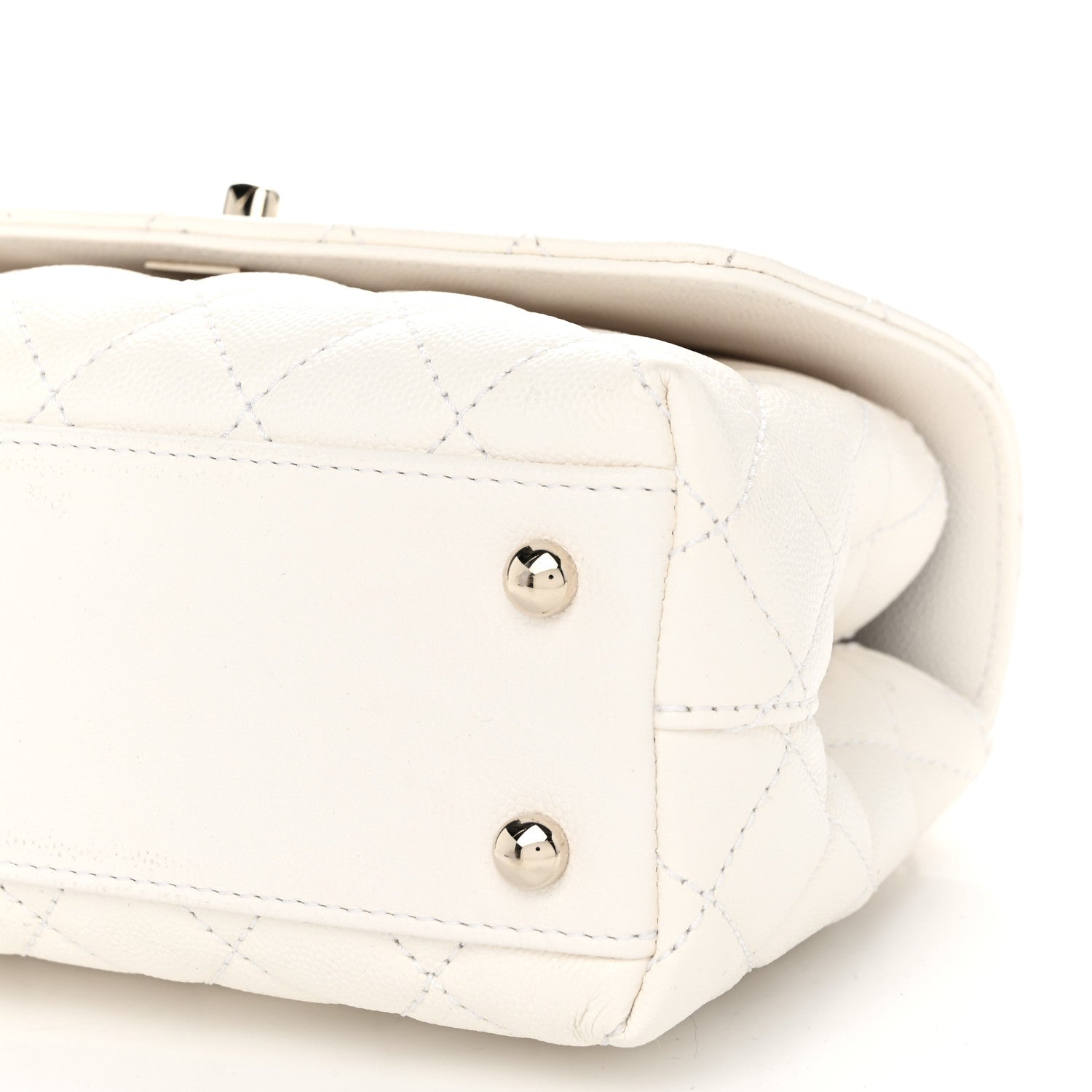 Chanel Caviar Quilted Mini Coco Handle Flap White 10 of 10