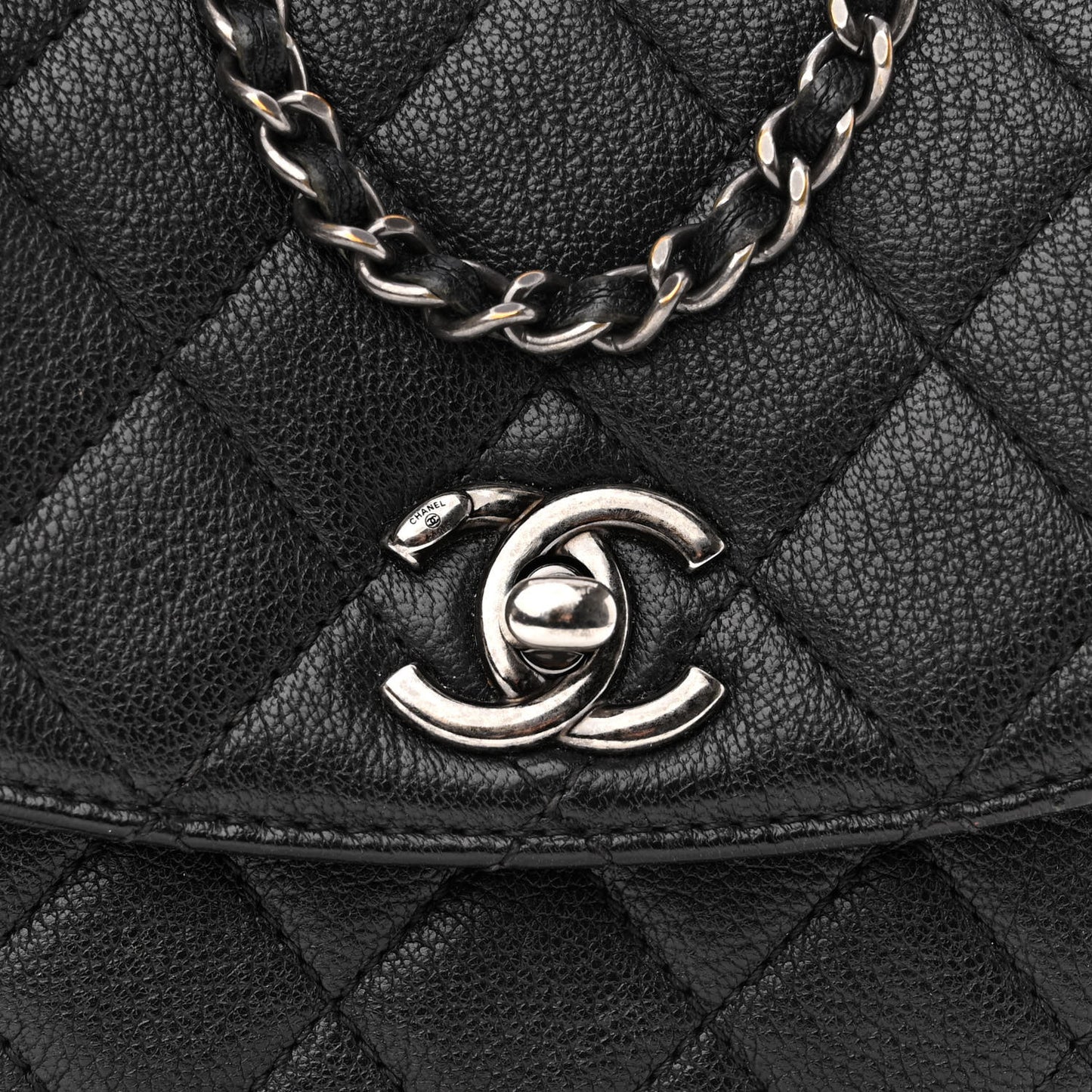 Goatskin Quilted CC Waiter Crossbody Black Black