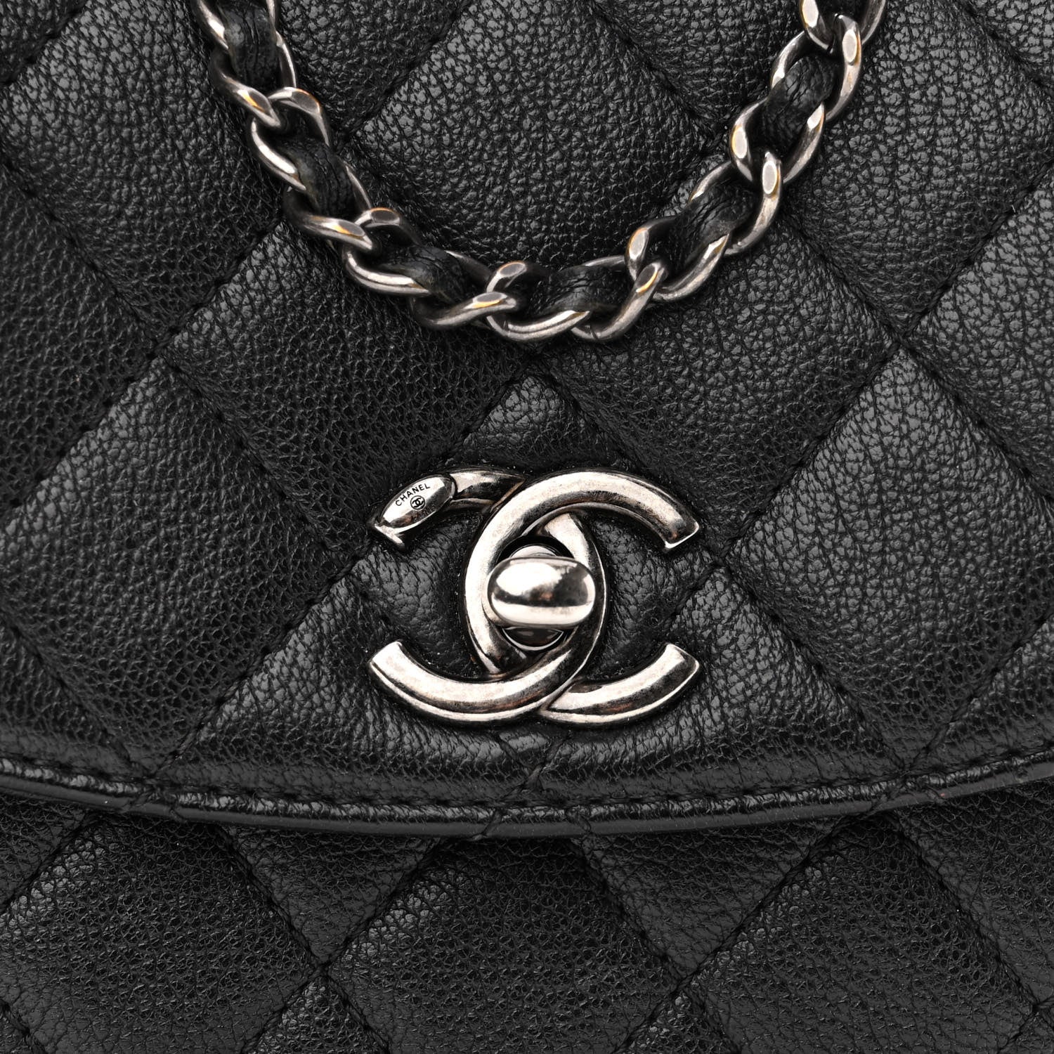Chanel Goatskin Quilted CC Waiter Crossbody Black Black 9 of 11