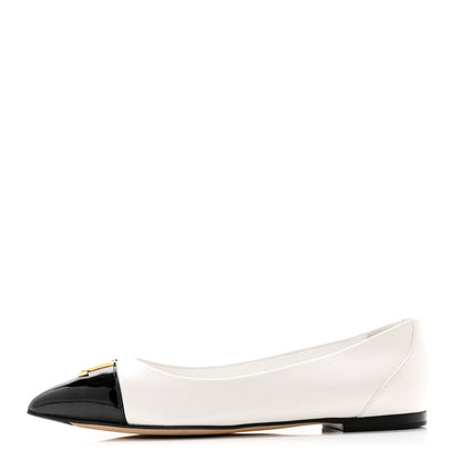 Louis Vuitton Lambskin Capucines Flat Ballerinas 36.5 White Black 1 of 9